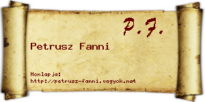 Petrusz Fanni névjegykártya